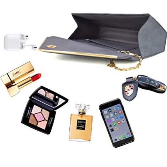 Women’s gray (Pewter) and gold Clutch Purse - Picture 3 of 6